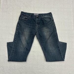 Blue Denim Jeans – Crisscross Stitching with Buttoned Pocket Y2K Streetwear Vibe